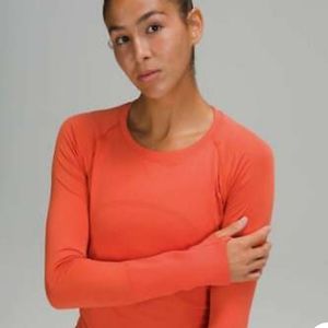 Lululemon Swiftly Tech LS 2.0 Race Length size 6 warm coral